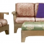 set 84 -- (s+h) 2-seater,3-seater,armchair,ottoman & square side table